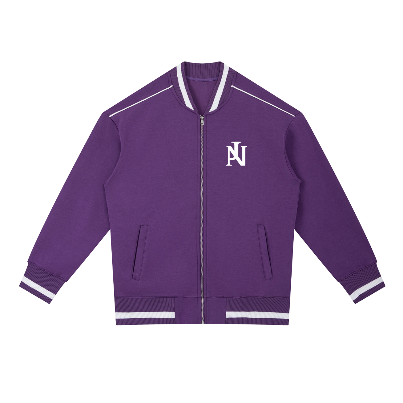 Contrast Piping Zip Bomber Jacket