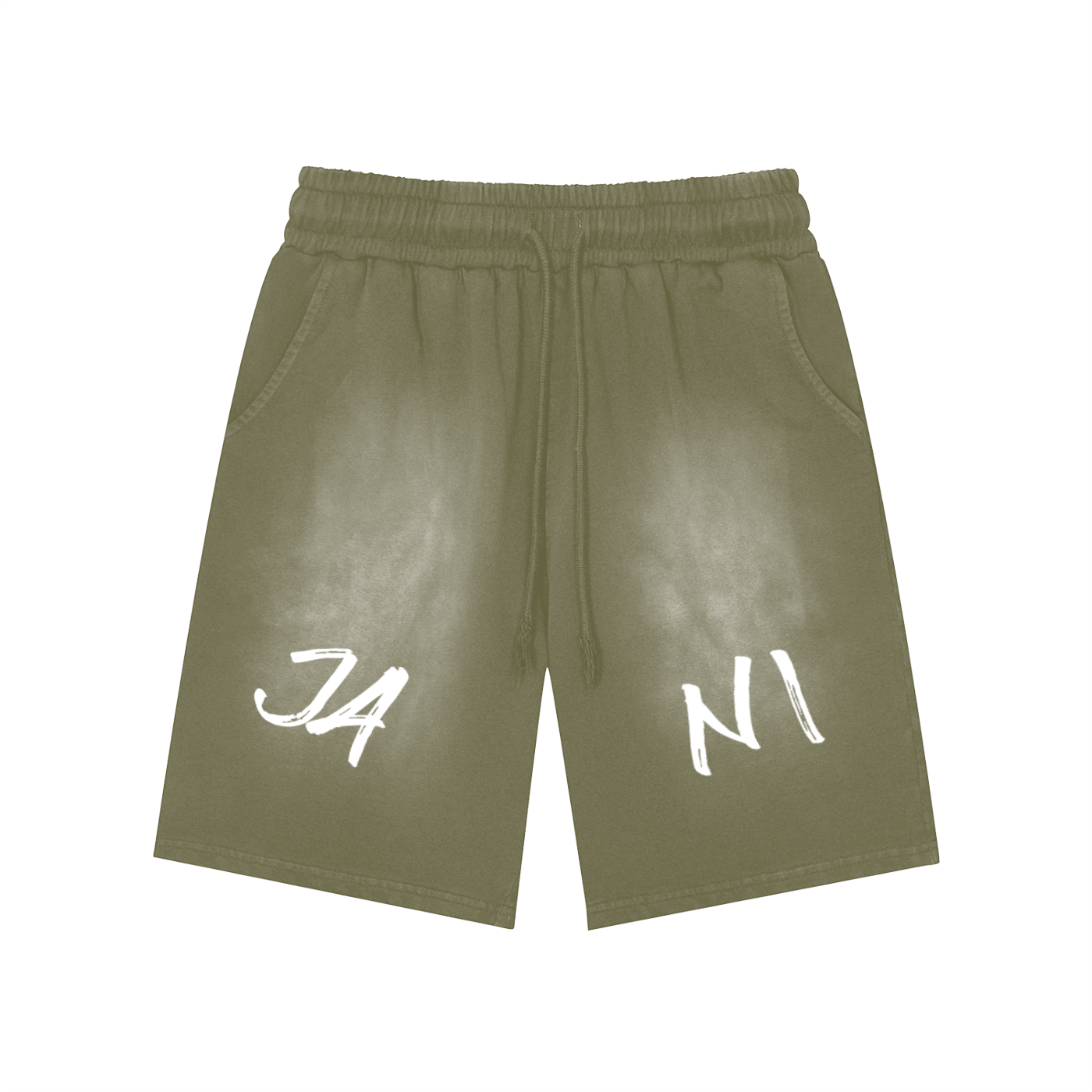 Rectangle Patch Monkey Washed Shorts