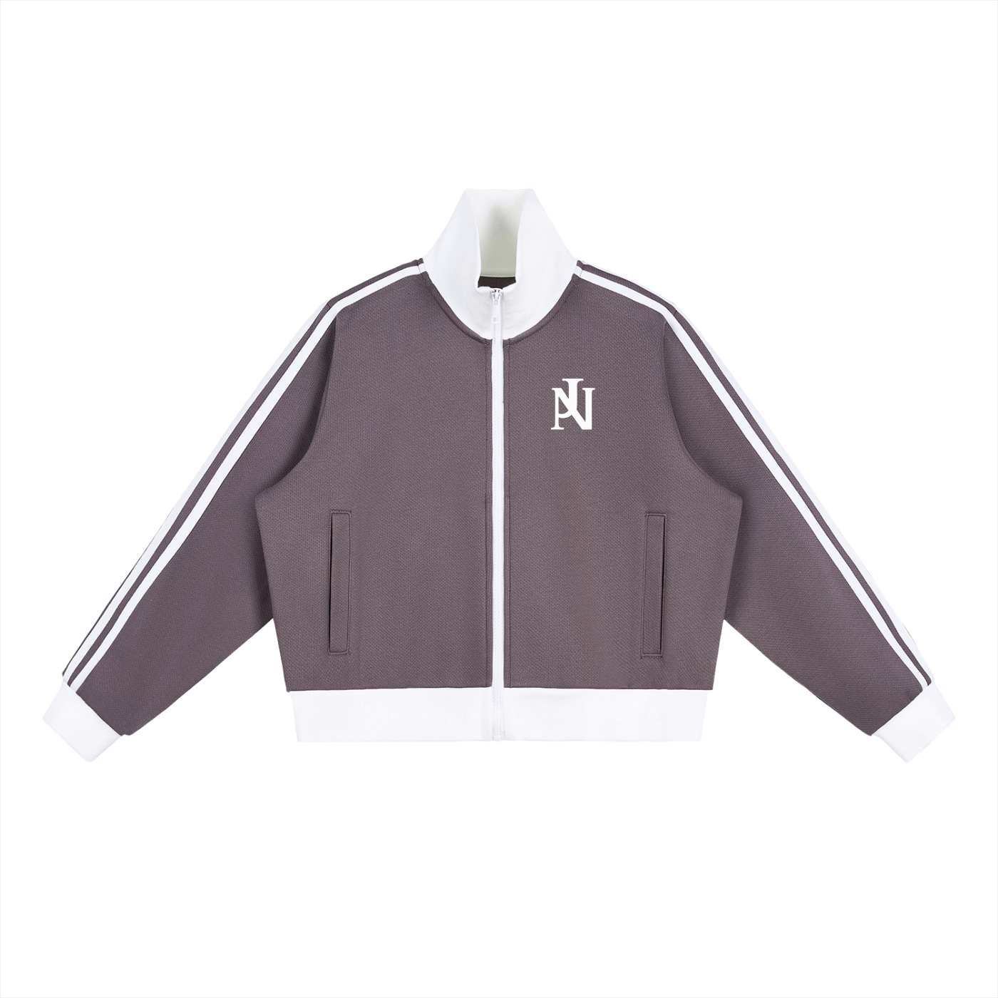 Contrast Side Stripe Fleece Cropped Track Jacket