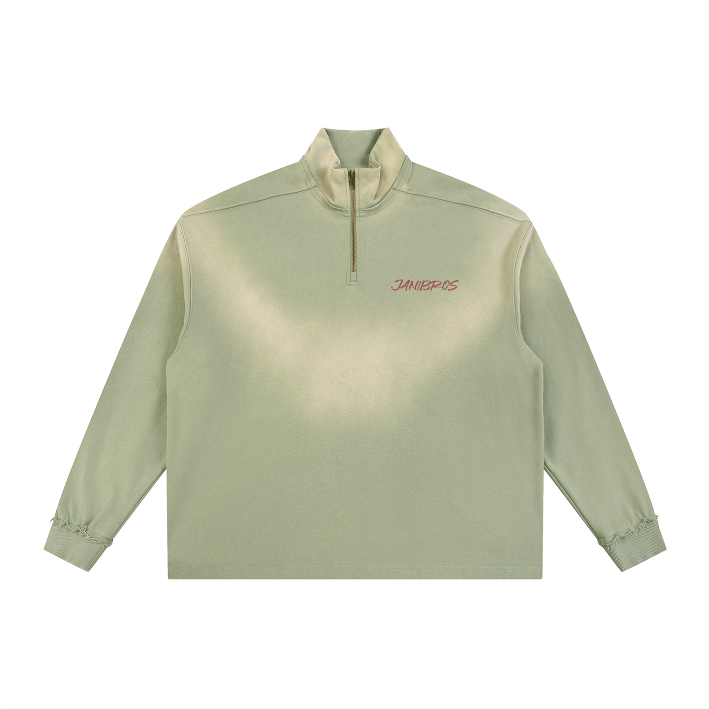 Sun Fade Raw Edge Quarter-Zip Sweatshirt