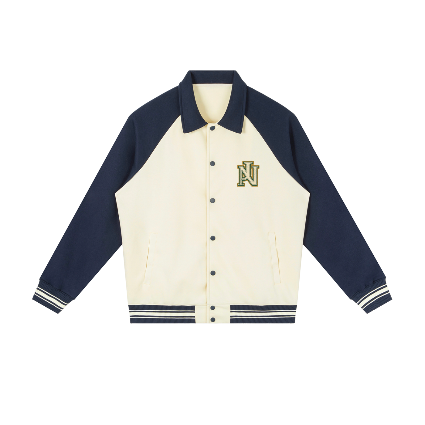 Contrast Raglan Sleeve Baseball Jacket