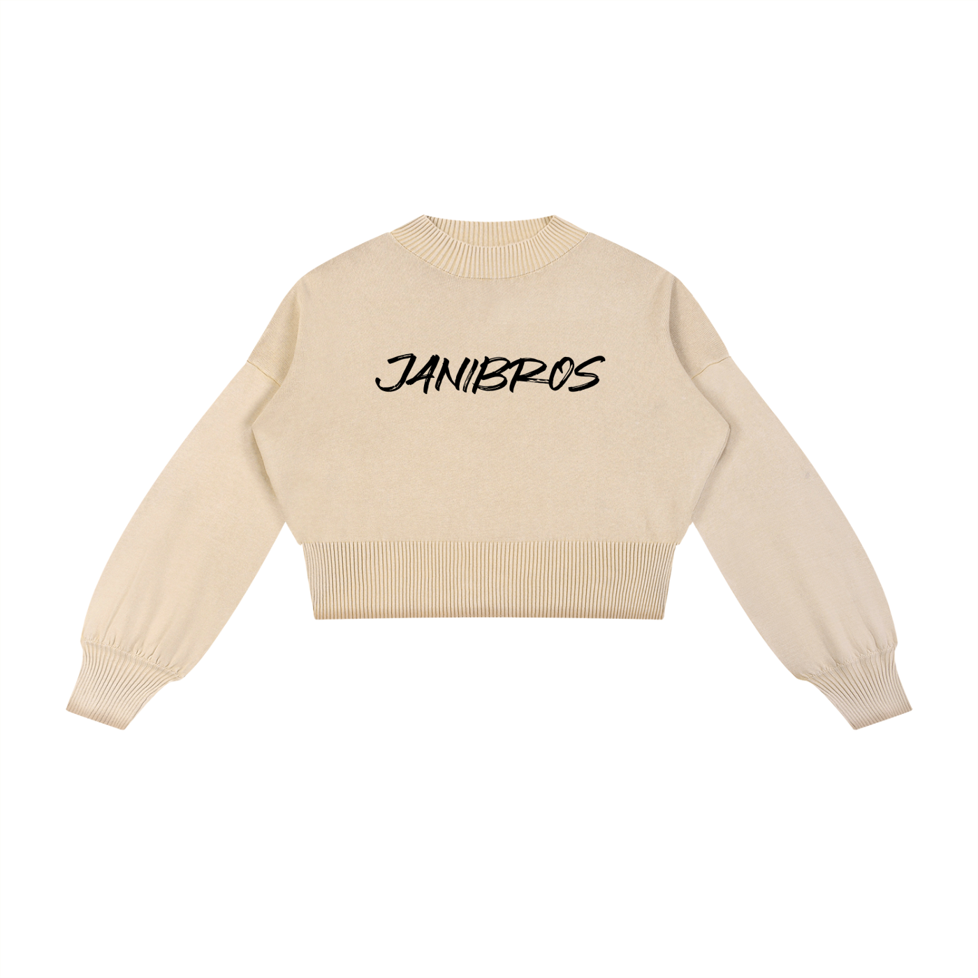 Mineral Wash Balloon Sleeve Cropped Sweater