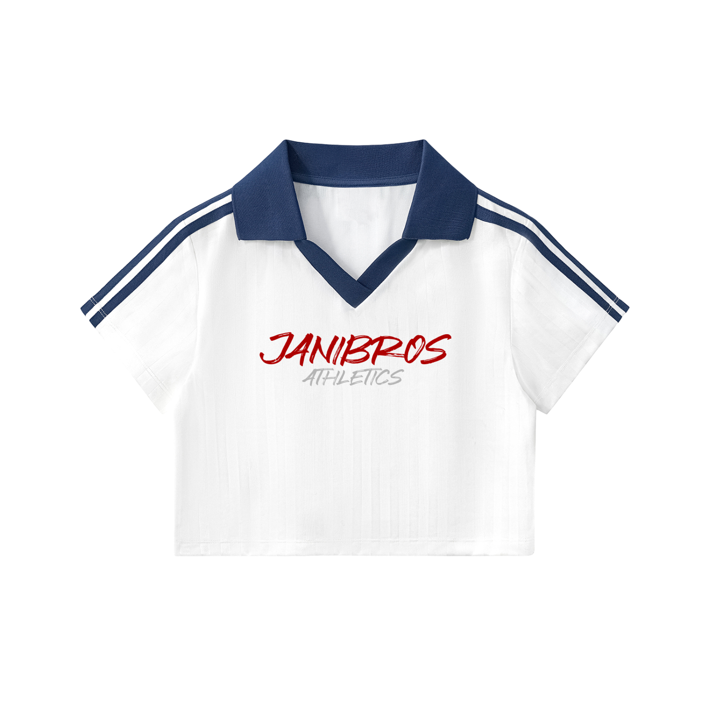 Contrast Collar Striped Cropped Jersey