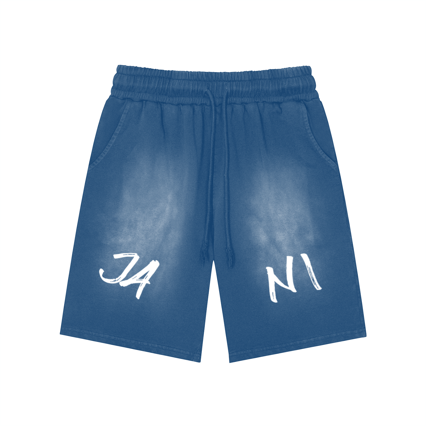 Rectangle Patch Monkey Washed Shorts