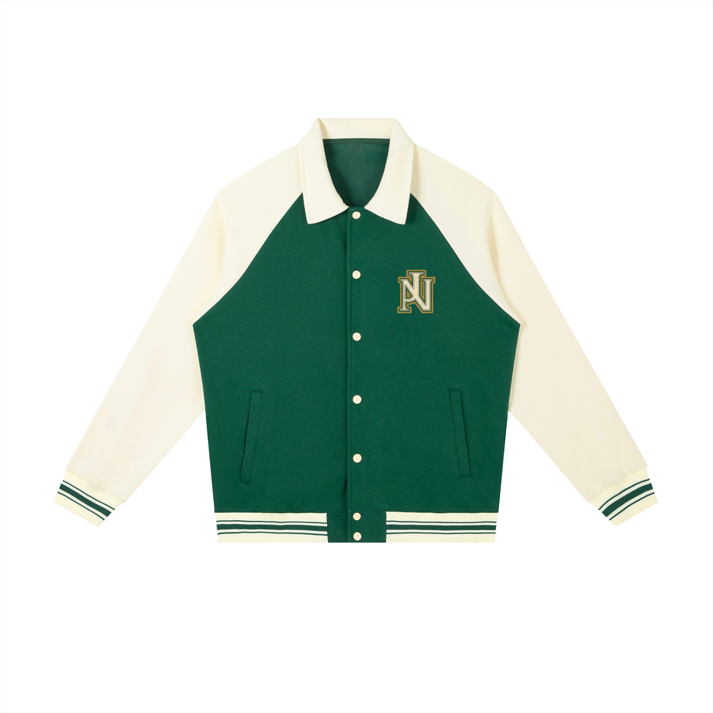Contrast Raglan Sleeve Baseball Jacket