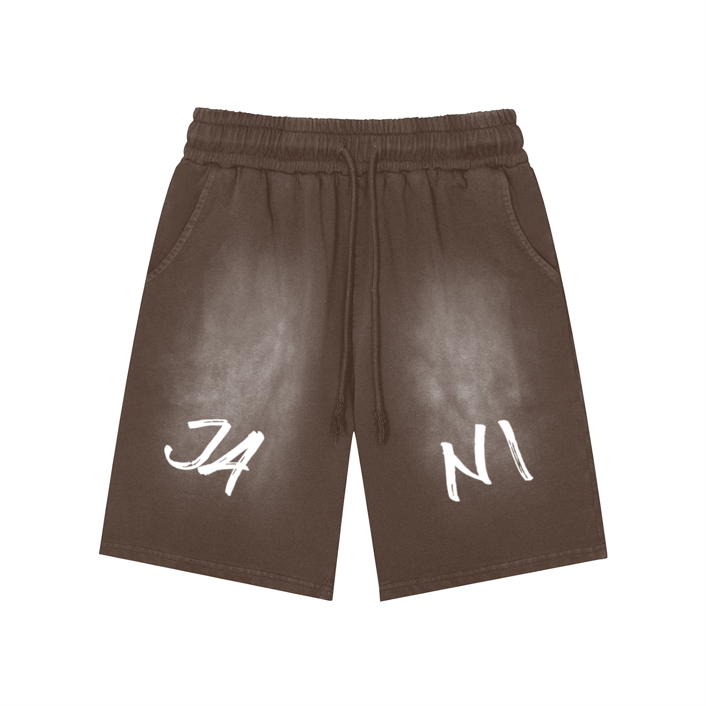 Rectangle Patch Monkey Washed Shorts