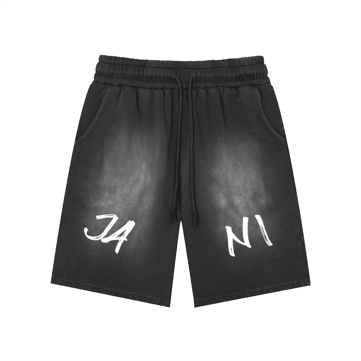 Rectangle Patch Monkey Washed Shorts