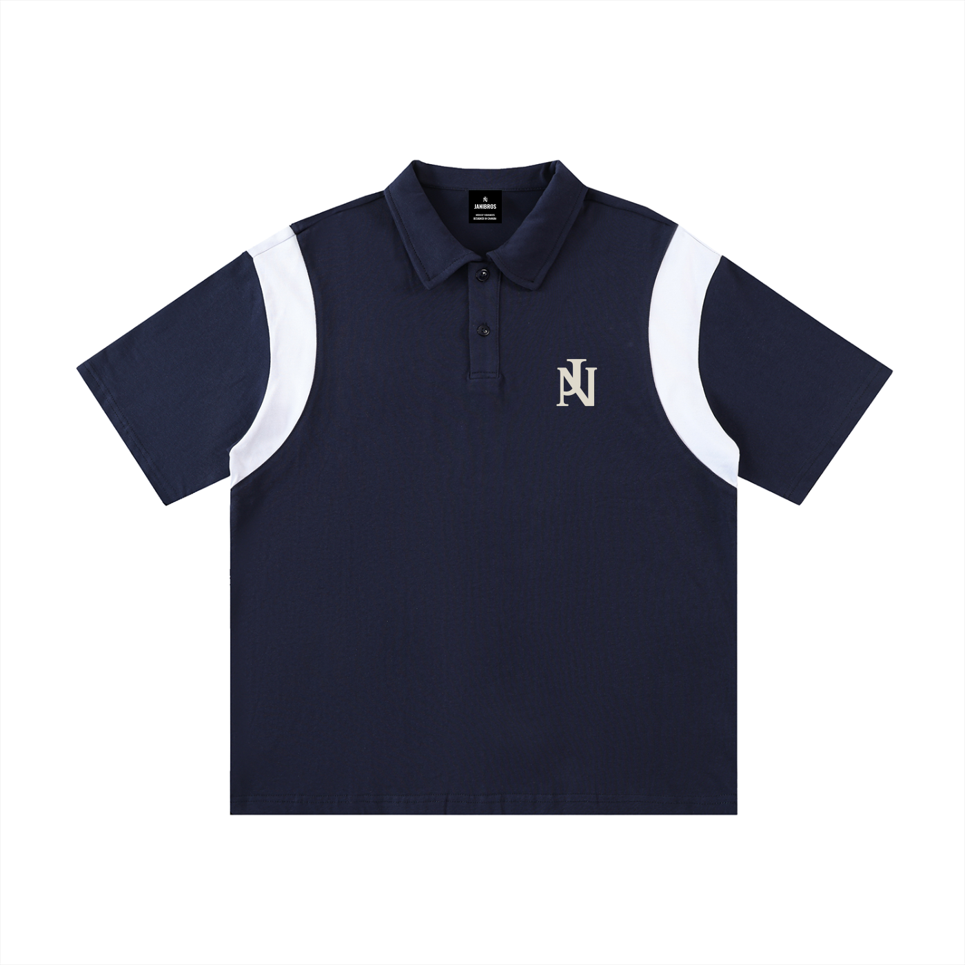 Contrast Panel Cotton Polo Shirt