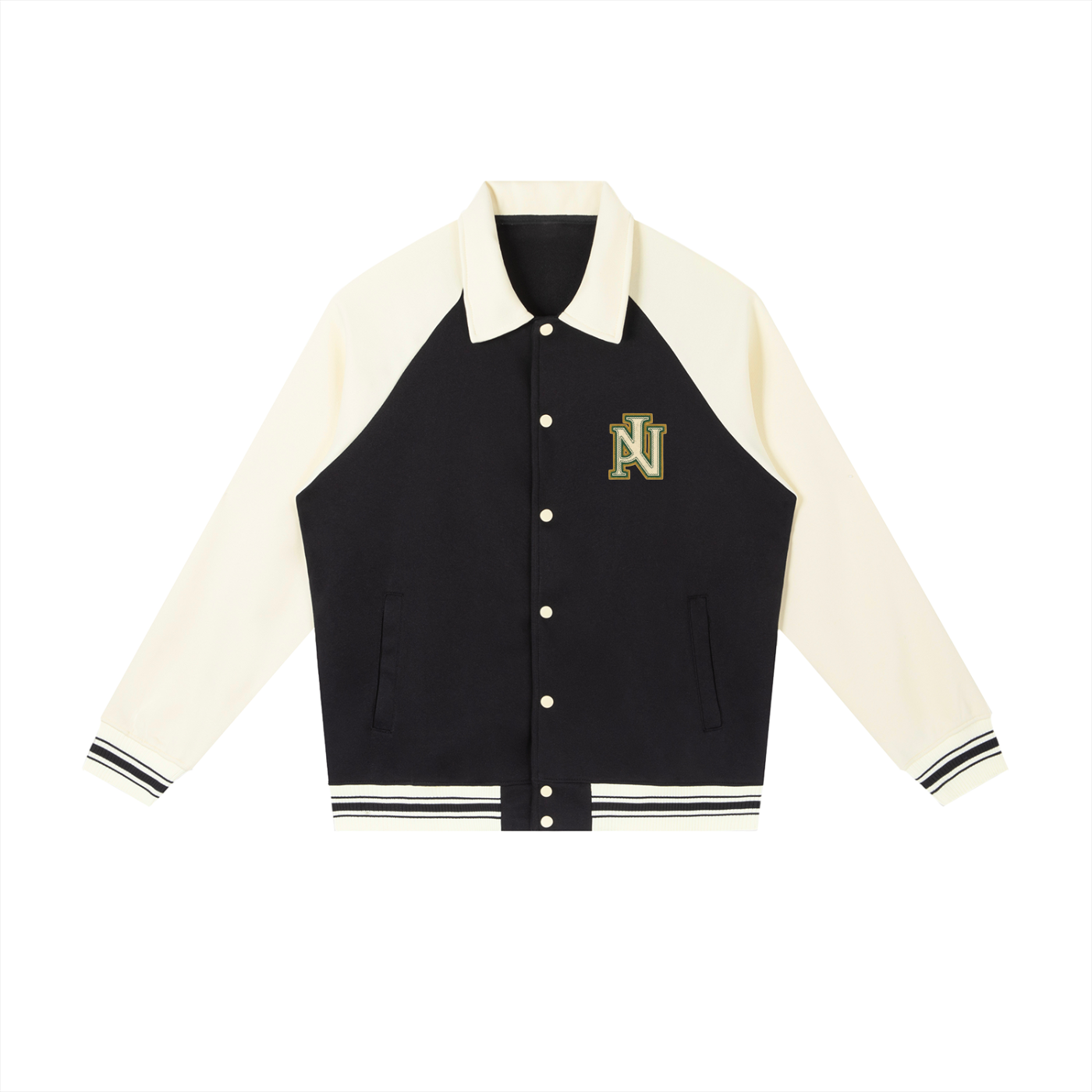 Contrast Raglan Sleeve Baseball Jacket