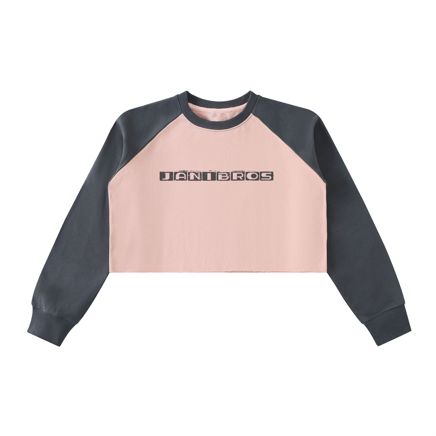 Raw-Hem Color-Block Raglan Crop Sweatshirt