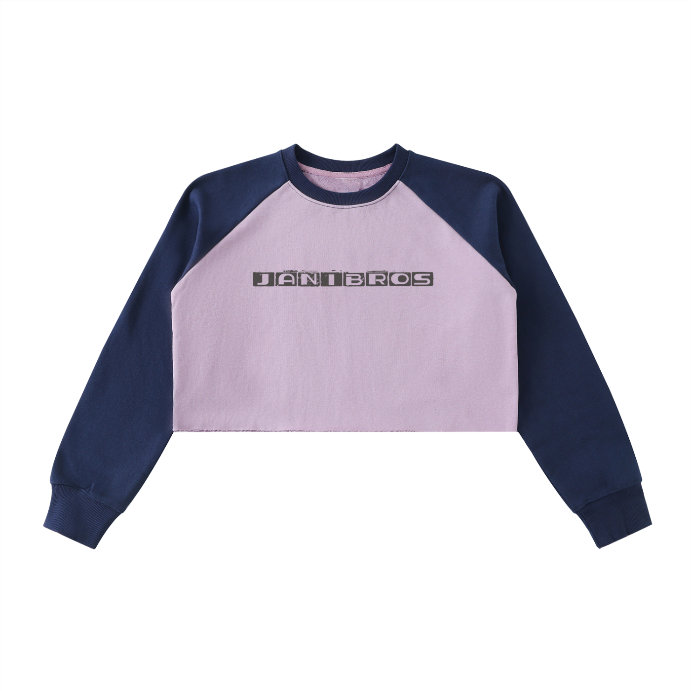Raw-Hem Color-Block Raglan Crop Sweatshirt
