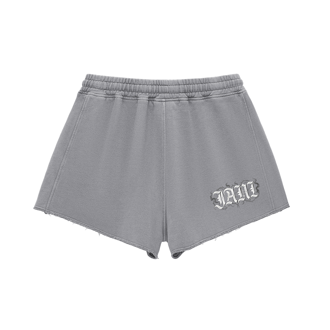 Snow Washed Raw Edge Drawstring Shorts